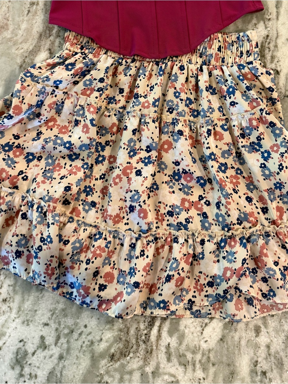 Altar'd State Cream Mini Skirt with Blue and Pink Floral Print Size S